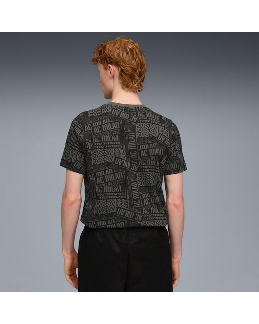 PUMA Black Ac Milan Ftblculture All-Over Print T-Shirt /For All Time for men