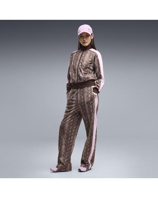PUMA Brown T7 Snake Print Straight Pants