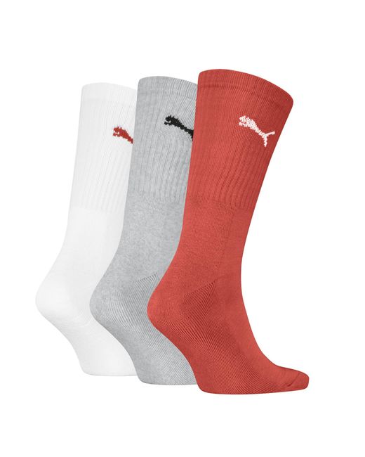 PUMA Kurze Crew-Socken (3Er-Pack) Für Herren in Red für Herren