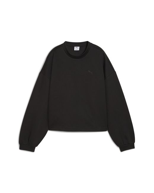 PUMA Black Wardrobe Essentials Oversized Crew Neck Sweatshirt