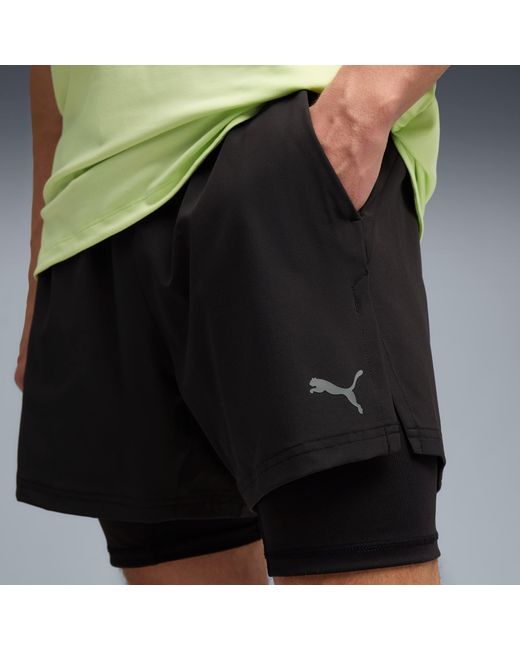 PUMA Blue Pwrmode Training 2-In-1 Stretch Woven Shorts for men
