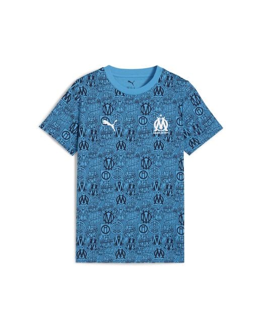 PUMA Blue Olympique De Marseille Ftblculture T-Shirt Mit Allover-Print Teenager, Kleidung, Azure/New