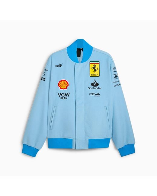 PUMA Blue Scuderia Ferrari Team Miami Varsity Jacket for men