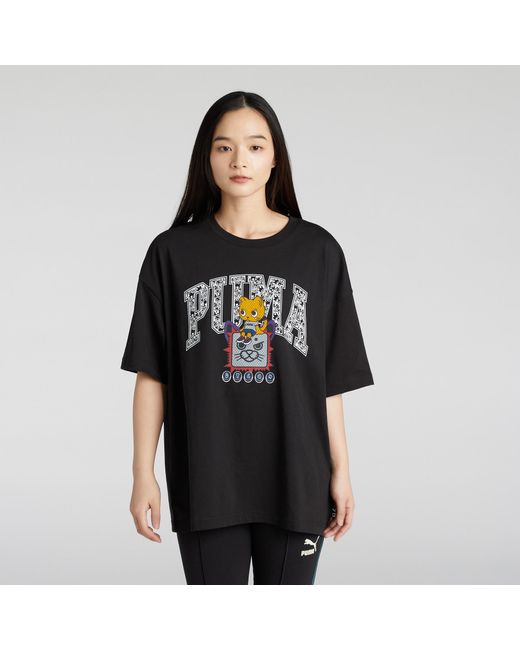 Camiseta De Manga Corta Nekosan X Hoops Dylan Graphic Extragrande PUMA de hombre de color Black