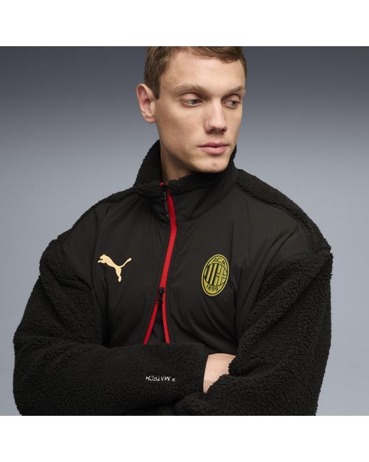 PUMA Black Ac Milan Tech Soft Tech Sherpa Jacket for men