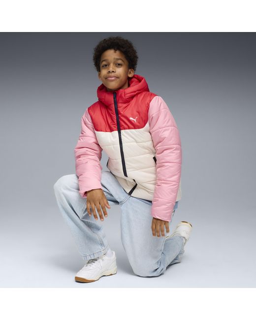 Chaqueta Acolchada Con Capucha Essentials Juvenil, Ropa, Blanco PUMA de color Red