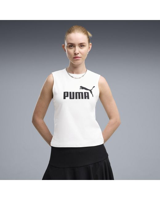 PUMA White Ess No. 1 Logo Slim Tank Top