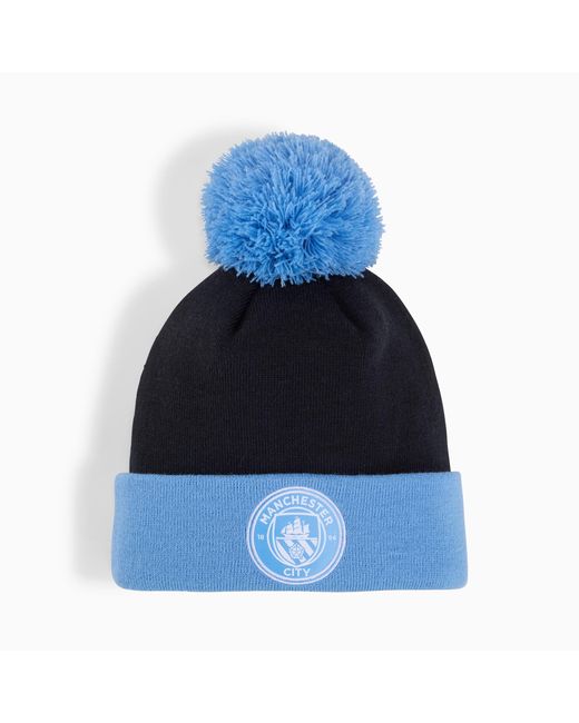 PUMA Blue Manchester City Ftblessentials Pom Pom Beanie Hat
