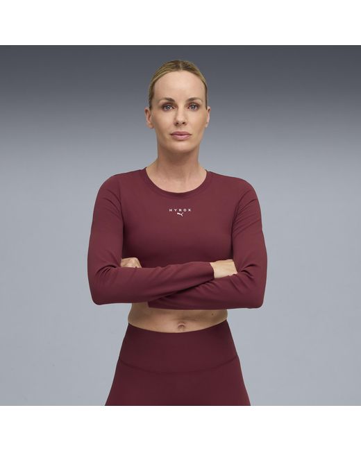 Camiseta Corta De Manga Larga X Hyrox Shapeluxe Para Mujer, Ropa, Ruby Shimmer PUMA de color Red