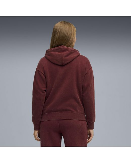 Sudadera Holgada Efecto Lavado Con Capucha Essentials Elevated Para Mujer, Ropa, Rojo PUMA de color Red