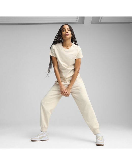 PUMA Natural Ess Script T-Shirt Damen, Kleidung, Alpine Snow