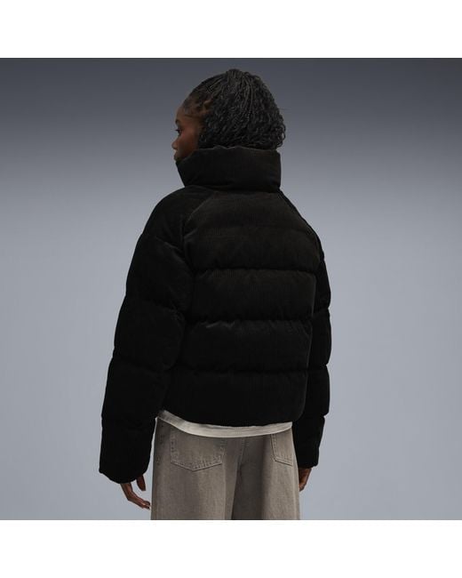 PUMA Black Wardrobe Essentials Cord-Pufferjacke Damen, Kleidung