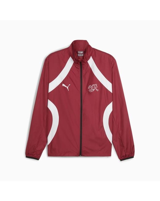 PUMA Red Breathable Woven Pre-Match Jacket