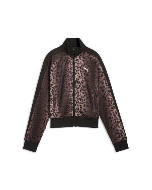 PUMA Black Leopard Luxe T7 Track Jacket