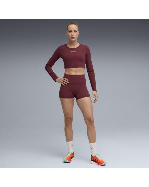 Camiseta Corta De Manga Larga X Hyrox Shapeluxe Para Mujer, Ropa, Ruby Shimmer PUMA de color Red