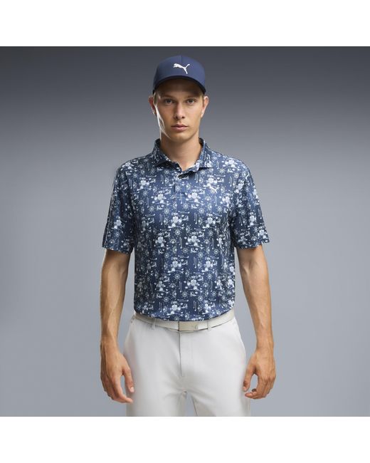 PUMA Blue Cloudspun Coastal Claret Polo for men