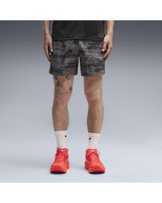 PUMA Gray Brightstride Dreamrun Printed Running 5" Shorts for men