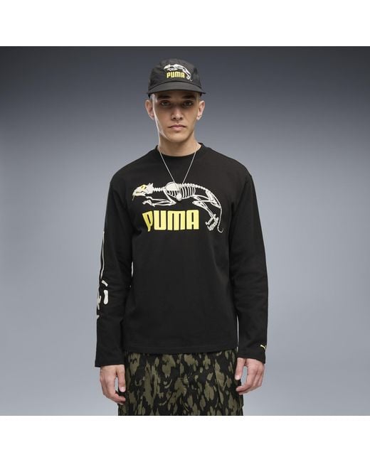 PUMA Black Graphic Skeleton Long Sleeve T-Shirt for men