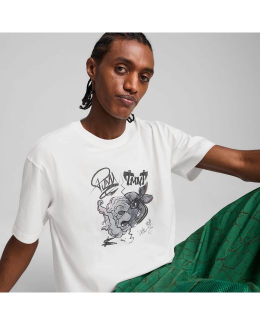 PUMA X Tmnt Relaxed Top Met Print in het White voor heren