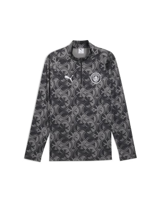 PUMA Gray Mcfc Warm Up 1/4 Zip Top for men