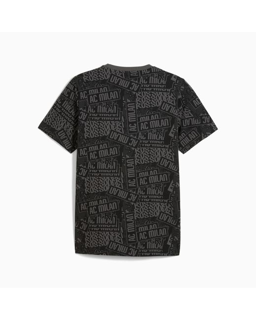 PUMA Black Ac Milan Ftblculture All-Over Print T-Shirt /For All Time for men