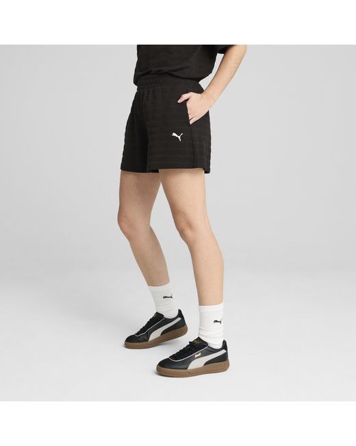 PUMA Black Ess Elevated Strukturierte 5" Shorts Mit Hohem Bund Damen