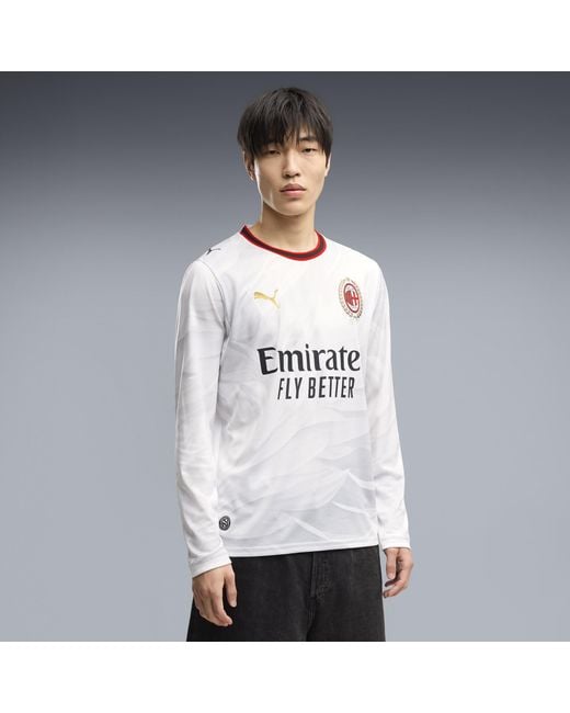 PUMA White Ac Milan 26/27 Long Sleeve Away Jersey for men