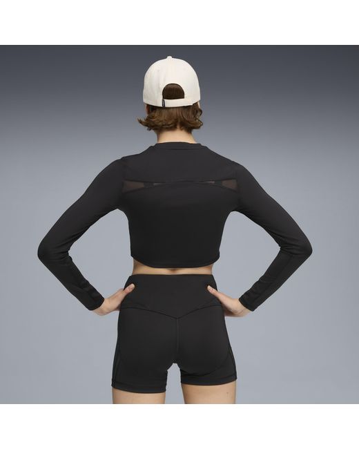 Camiseta Crop De Manga Larga Shape Para Mujer PUMA de color Black