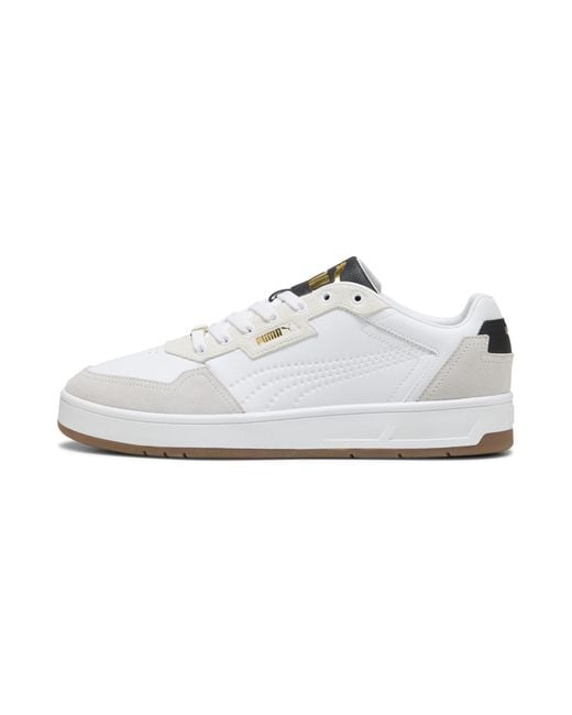 PUMA Court Classic Lux Sd Sneakers Uniseks, Zwart/Grijs/Wit, Maat in het White