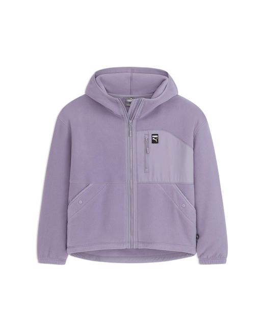 PUMA Women's Purple Polar Fleece Hooded Fleece Jacket