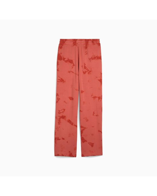 PUMA Wardrobe Ess Floral Pack Verwassen Rechte Sweatpant Voor in het Red
