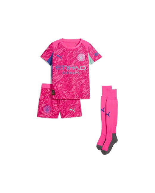 PUMA Pink Manchester City 25/26 Goalkeeper Minikit Kids, Kleidung, Pes/Aquatic