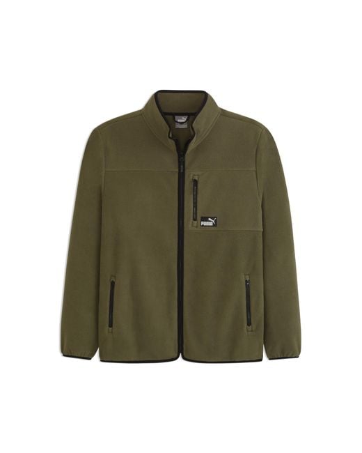 PUMA Green Polar Fleece Color Blocked Jacket for men