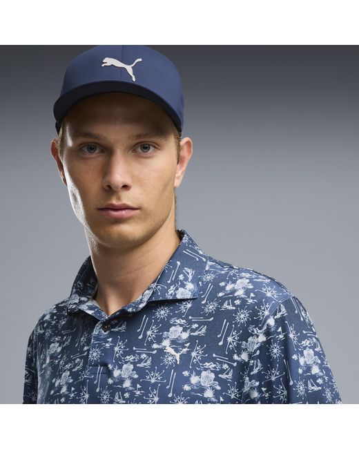 PUMA Blue Cloudspun Coastal Claret Polo for men