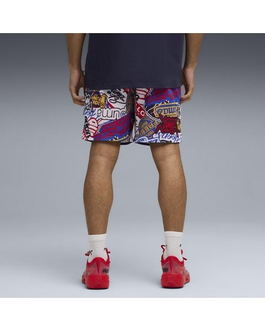 PUMA Red Hooperhotline Aop 7" Shorts for men