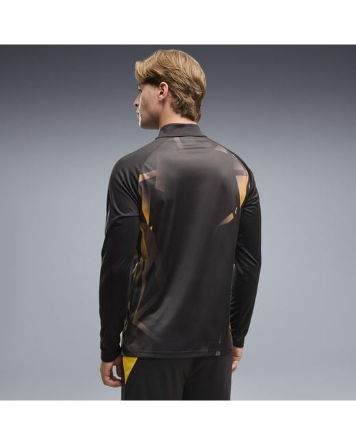 PUMA Black Borussia Dortmund Warmup Quarter-Zip Top for men