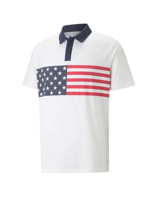 PUMA X Volition Flag Stripe Golf Polo Shirt in White for Men Lyst