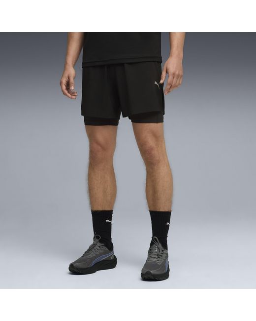 PUMA Black Dreamrun Drycell 5" Moisture Wicking 2-In-1 Running Shorts