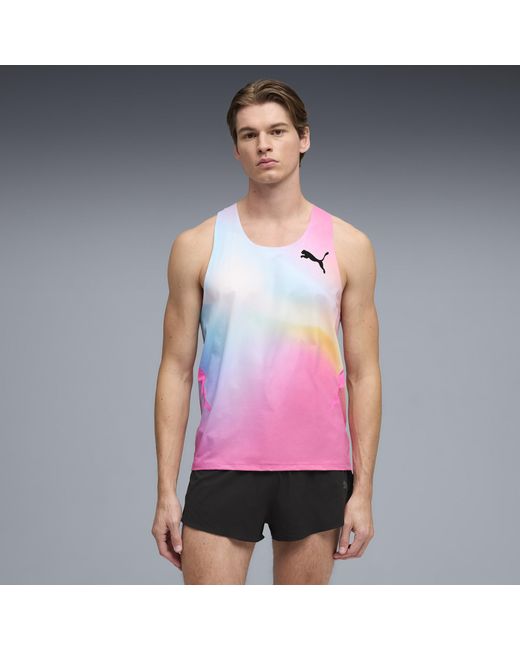 PUMA Pink Lightspeed Ultraweave Graphic Running Singlet for men