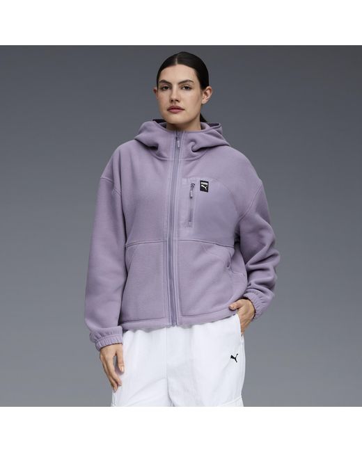 PUMA Women's Purple Polar Fleece Hooded Fleece Jacket