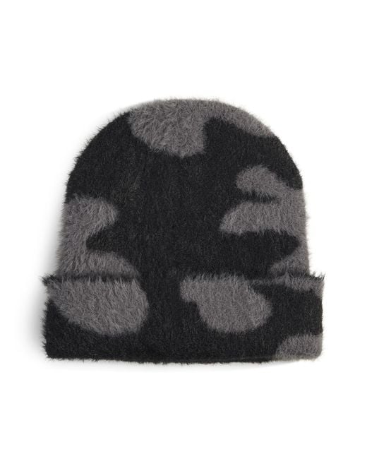 PUMA Black Brushed Printed Mid Crown Beanie