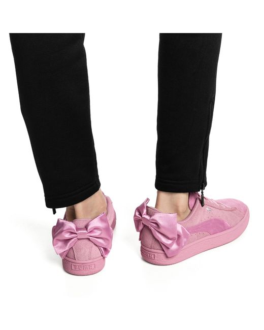 puma suede bow pink