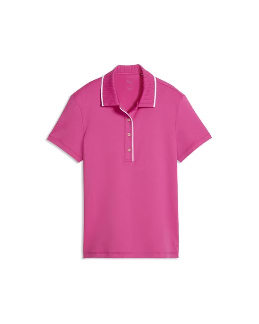 PUMA Pink Cloudspun Bridges Short Sleeve Golf Polo
