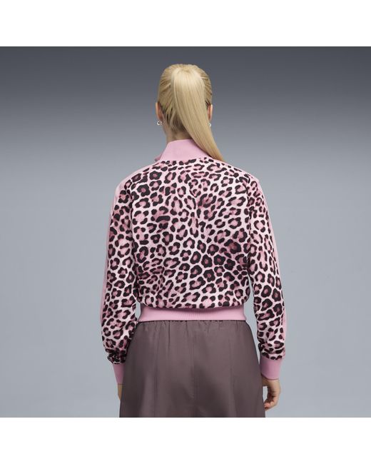 Chaqueta De Chándal Corta Con Estampado Integral T7 Leo Luxe Para Mujer, Ropa, Poised Rosa/Ruby Shimmer PUMA de color Pink