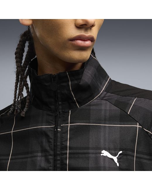PUMA Black T7 Relaxed Tartan Track Jacket for men