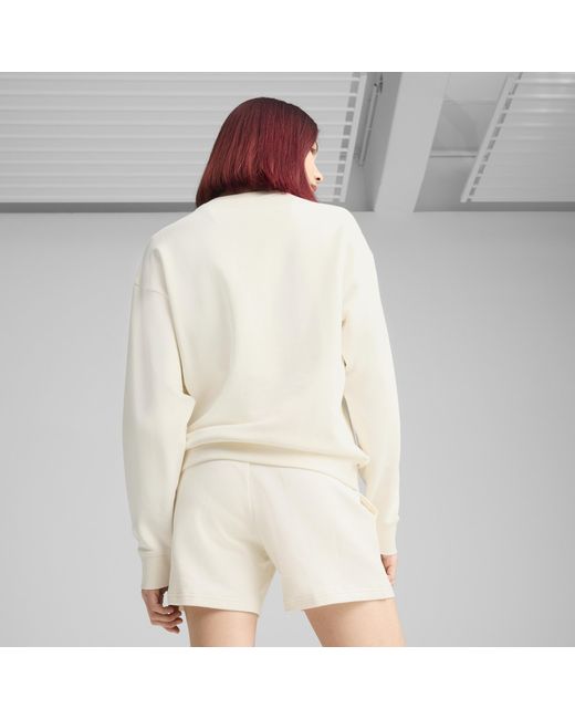PUMA White Ess Elevated Bequemer Crewneck Damen