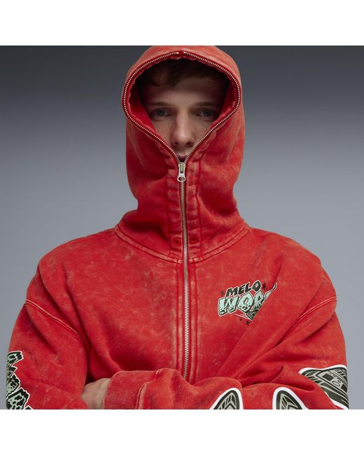 PUMA Red Melo World Zip Up Hoodie for men