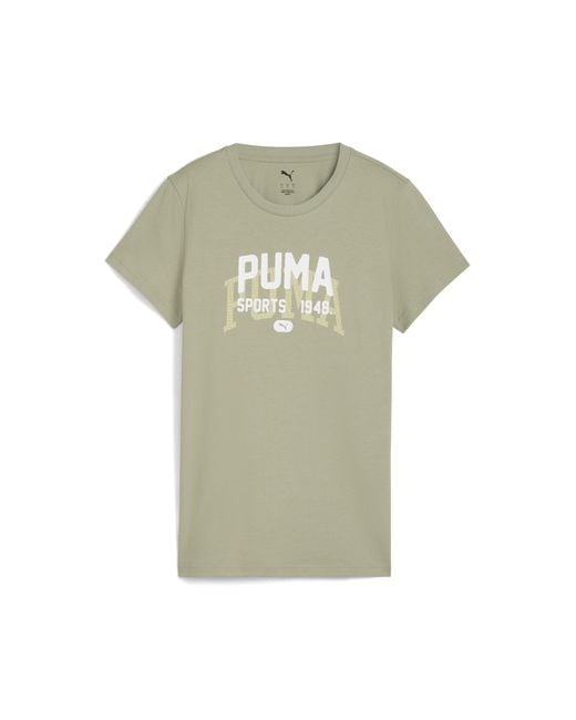 T-Shirt Con Grafica Varsity Da Donna, Abbigliamento, Lux Army di PUMA in Green