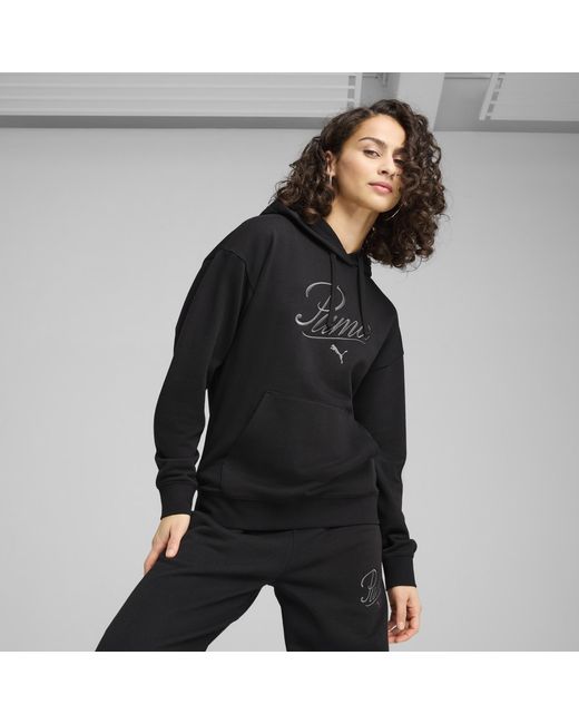 PUMA Black Essentials Script Comfort Hoodie