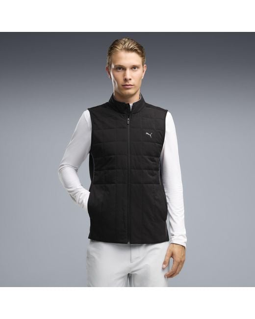 PUMA Black Cloudspun Fleece Hybrid Golf Vest for men